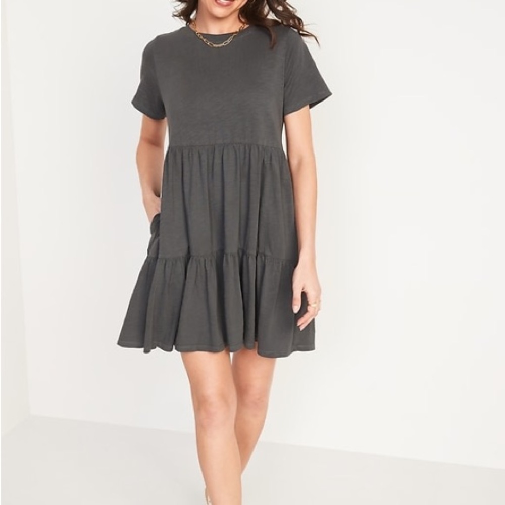 Old Navy Gray Tiered Mini Sundress